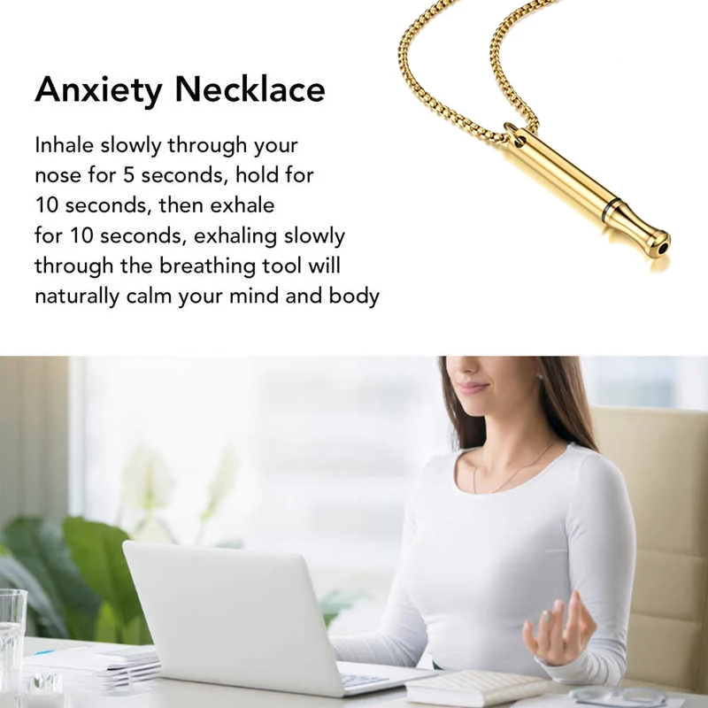 Stainless Steel Anxiety Necklace For Women Men Stress Relief Mindful