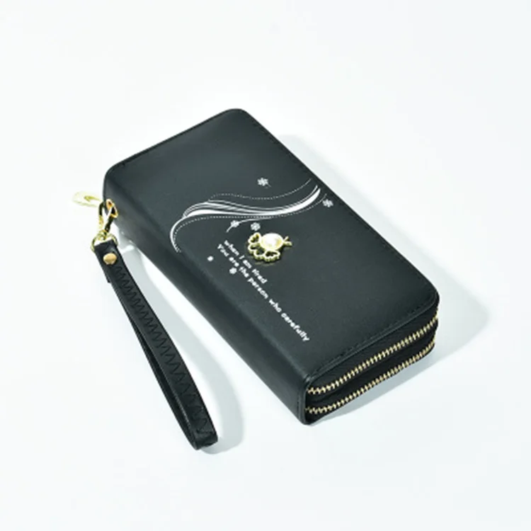 Wholesale New design fashion peal ladies purse wallet double zipper women  long wallets From m.