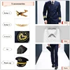 Dark Blue coat+Pants+Shirt+5 accessories