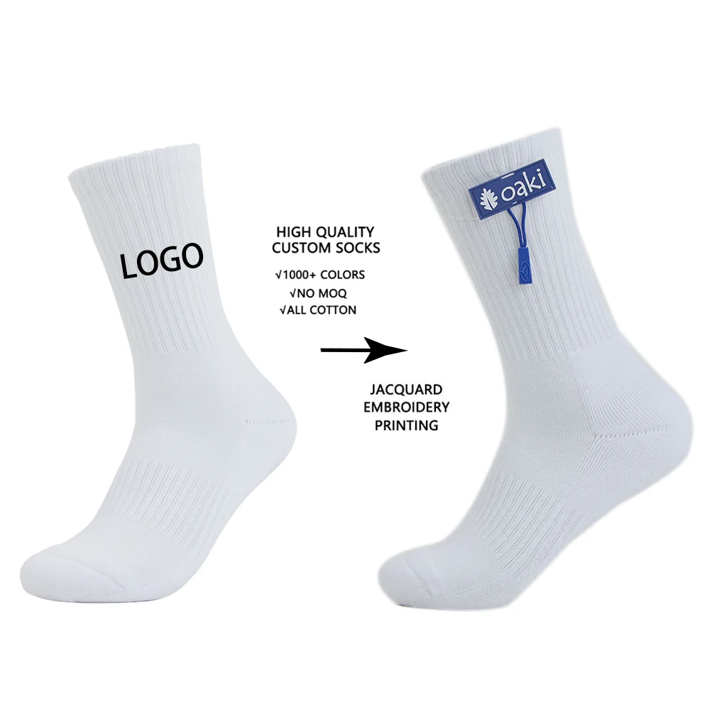 Oem Custom Socks Design Own Logo Men Crew Socks No Minimum Order Private Your Label Bamboo Cotton Black Man Sport Sock Elite