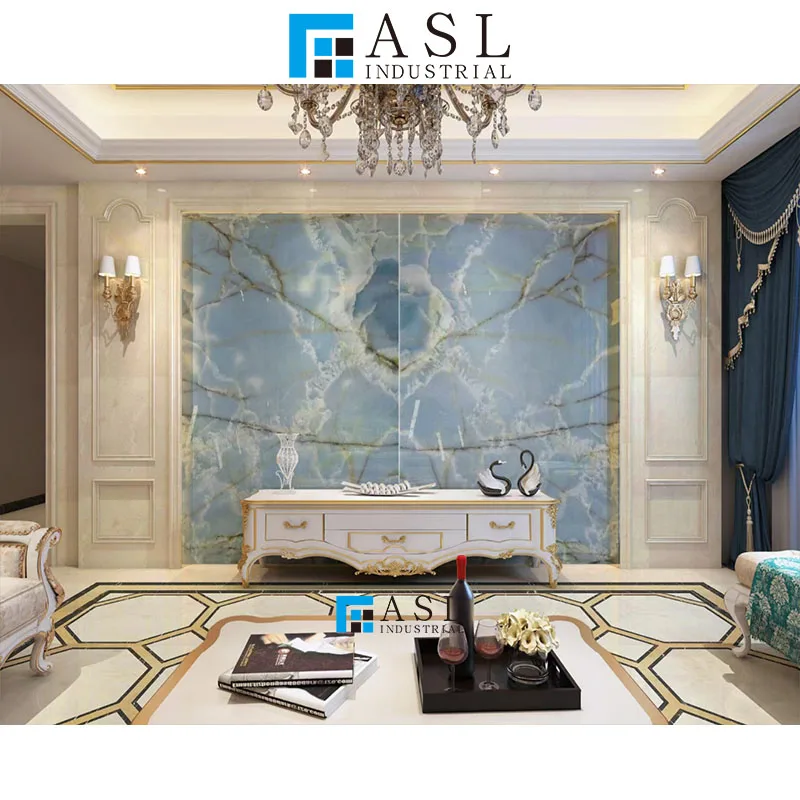 Blue onyx floor tile gold onyx natural stone slab tile