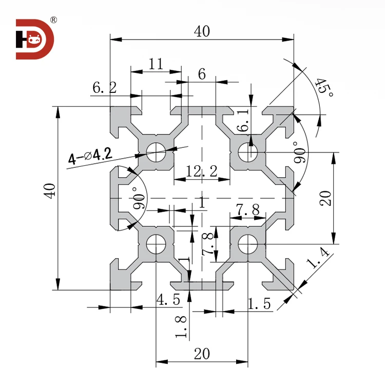 product industrial extruded aluminum profile 4040 v groove double groove 40  40 aluminum alloy profile 3d printer-3