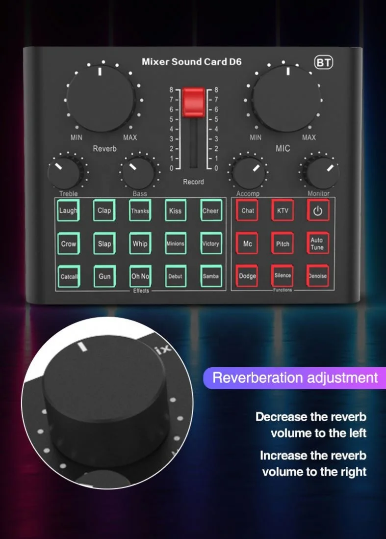 Audio Interface Soundcard Midi Sound Card With Microphone