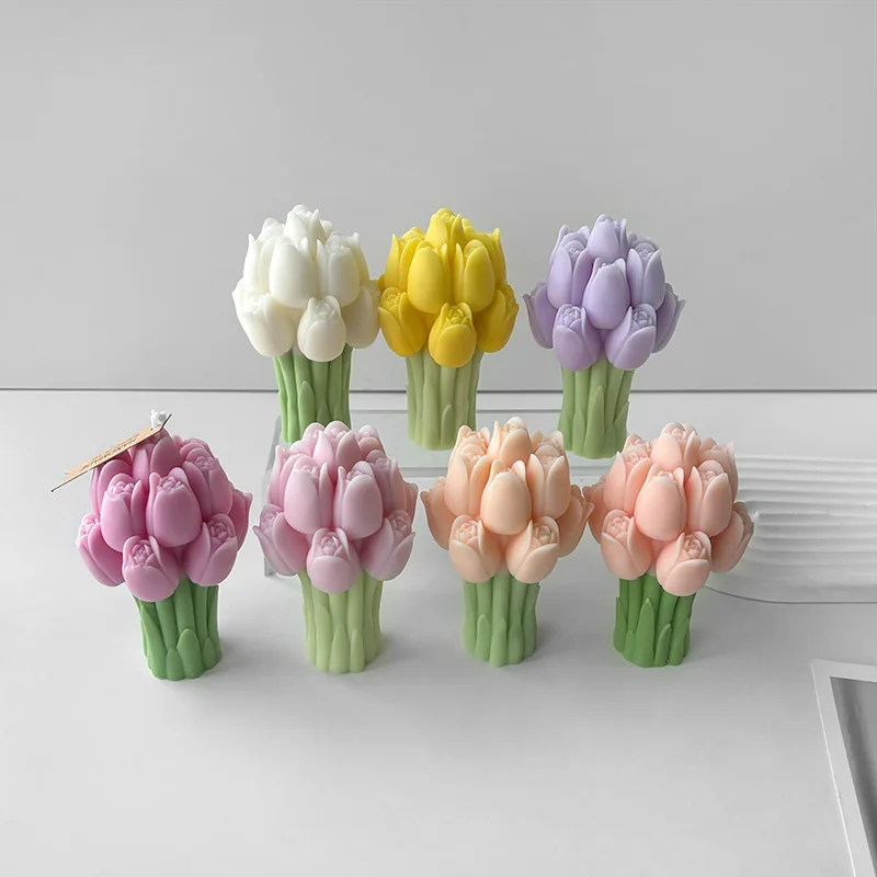 Tulip Bouquet Silicone Mold Flower Aromatherapy Candle DIY Resin Plaster Ornament Mold Cake Tools manufacture