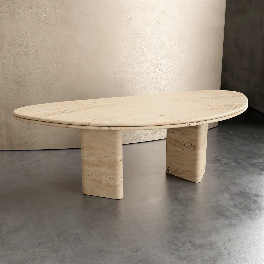 A Semi-circular Tabletop With Triangular Table Legs Dining Table