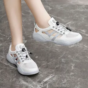 HY105 Made in China Fashion Trend Comfortable Women's Shoes Hollow Mesh Breathable Flat Shoes