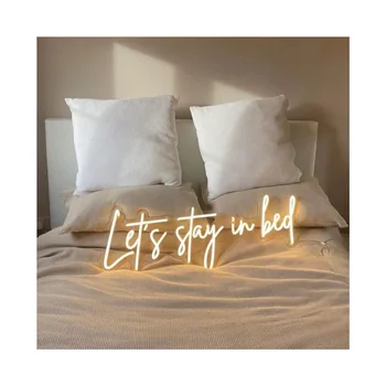 Lets Stay in Bed neon light LED neon light sign, artistic neon light sign decoration, LED neon light customized night light