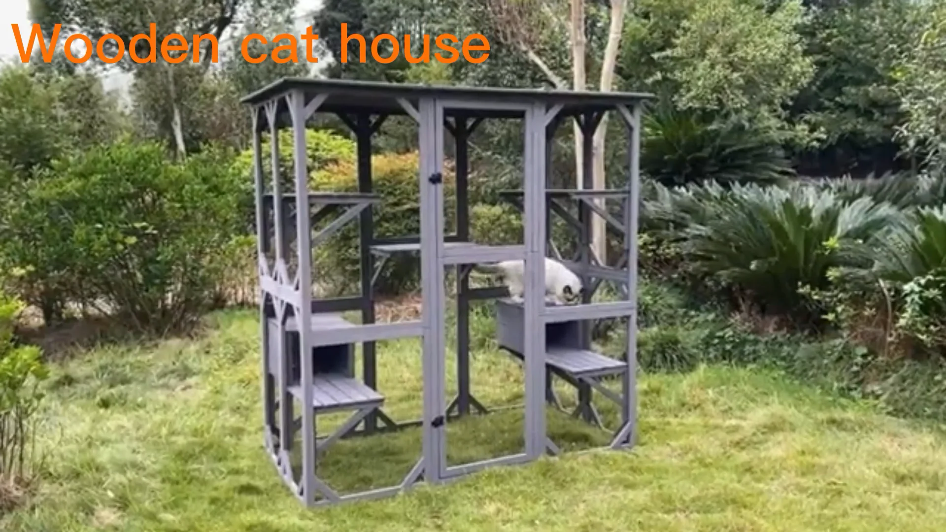 Large Pet Enclosure Catio Outside Cat Dog Litter Box Enclosure Wooden