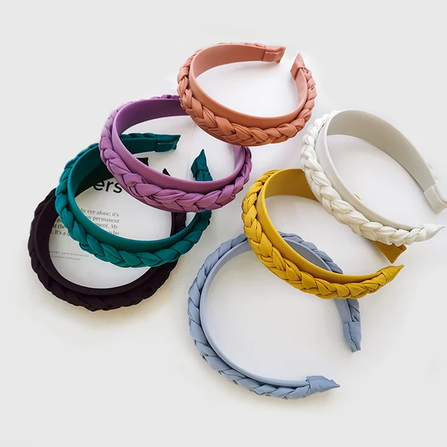 Fashion solid color fabric braided hair hoop wash face twist hairband Korean women's wide-brimmed headbands