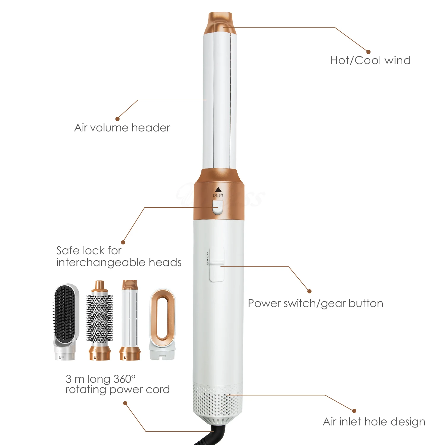 New 5 In 1 Hair Styler Electric Hair Dryer Brush Professional Complete