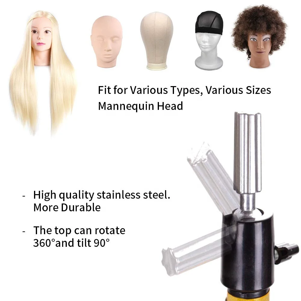 Leeons Mannequin Head Canvas Head Tripod for Wig Making