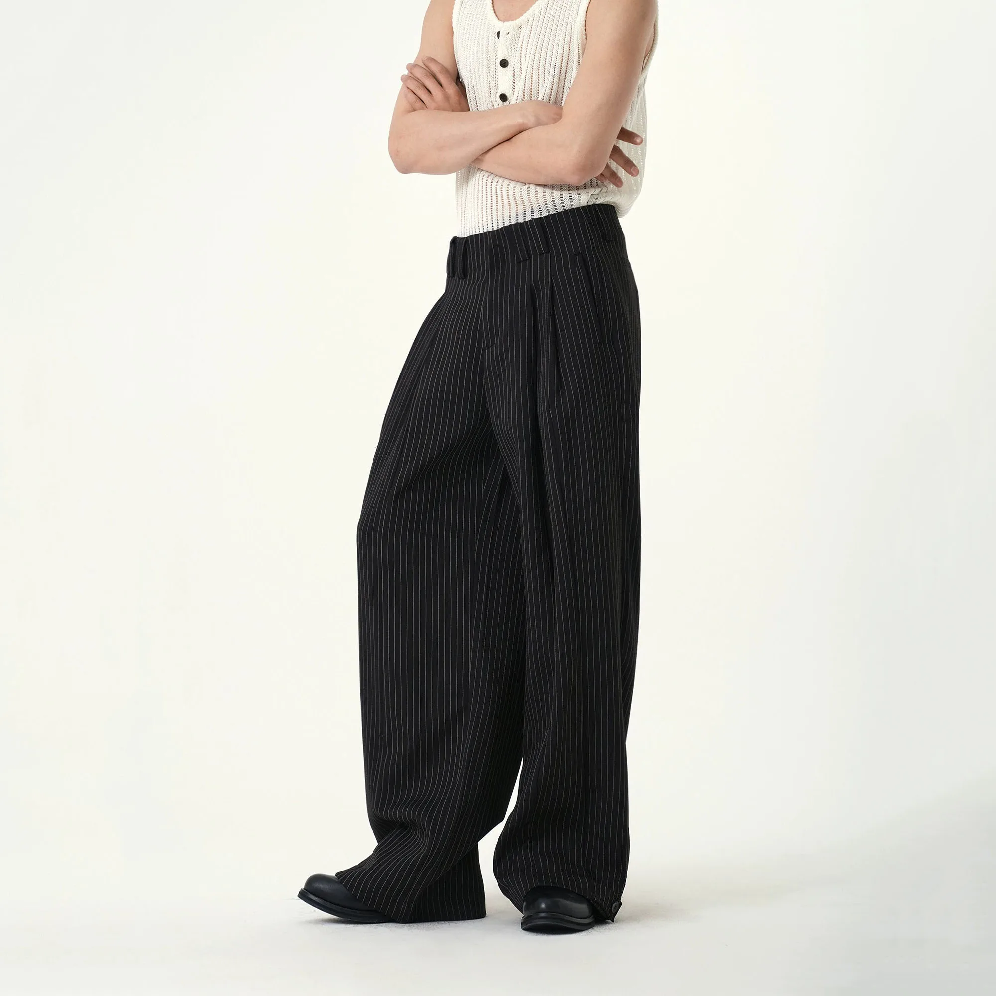 パンツ pin stripe baggy flare slacks パンツ pin stripe baggy flare slacks Pinstripe Wide Leg