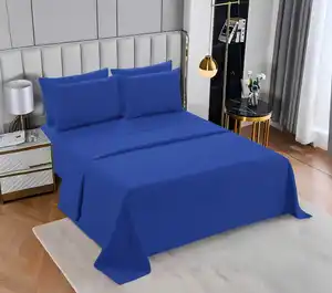 Bedsheet Collection Wholesale Plain Colors 6pcs Sheet Set Fitted Sheet with Pillowcases Simple 6 Pieces Bedsheet
