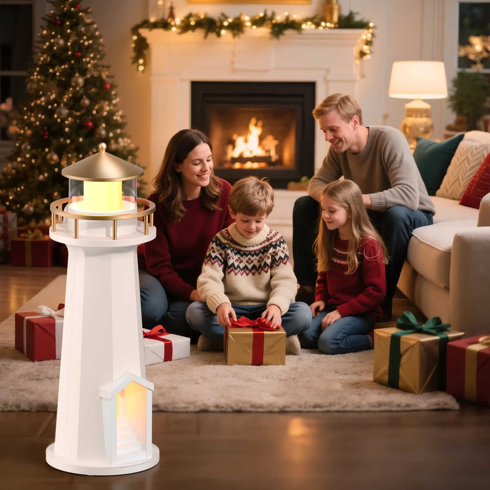 Creative New Product N75 Moon Lighthouse Color Atmosphere Light, Projection Light, Bedroom Night Light, 2025 Christmas Gift