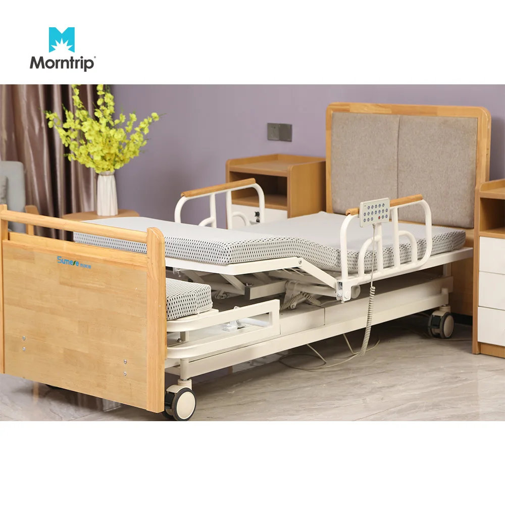 Morntrip Auto-Rotating Seat and Sleep Electric Remote Easy to Move Height Adjustable   Home Nursing Bed for Bedridden Patient