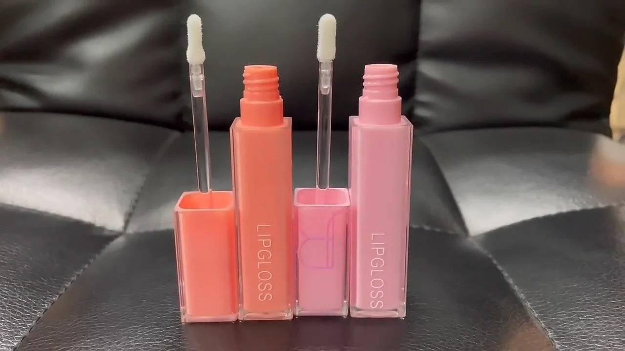 Luxury Pink Empty Custom Lipgloss Tube Square Lipgloss Tubes Containers