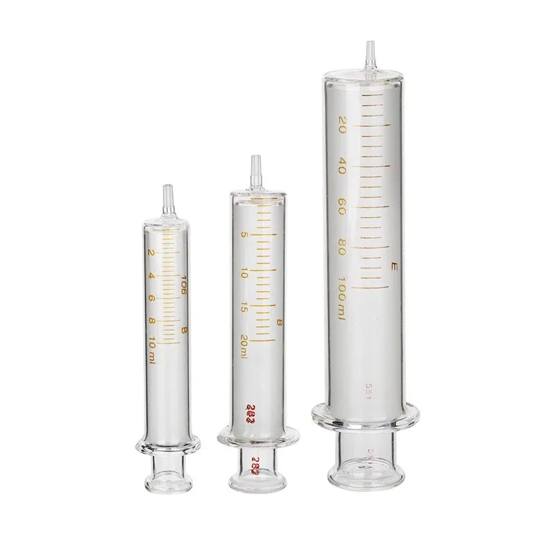 2024 New KRC Glass Syringe for Laboratory 1ml 5ml 10ml 20ml 30ml 50ml 100ml Wholesale Oil Syringes With Plastic Tube Packaging