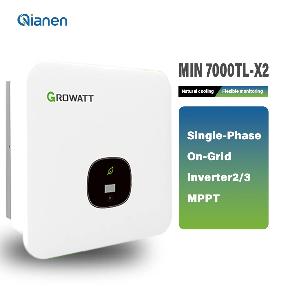 QIANEN Growatt MIN 7000TL-X2 Fotovoltaický měnič 7 kW 8 kW 10 kW 48V Jednofázový měnič pro připojení do sítě pro domácnost Fotovoltaický měnič pro akumulátory