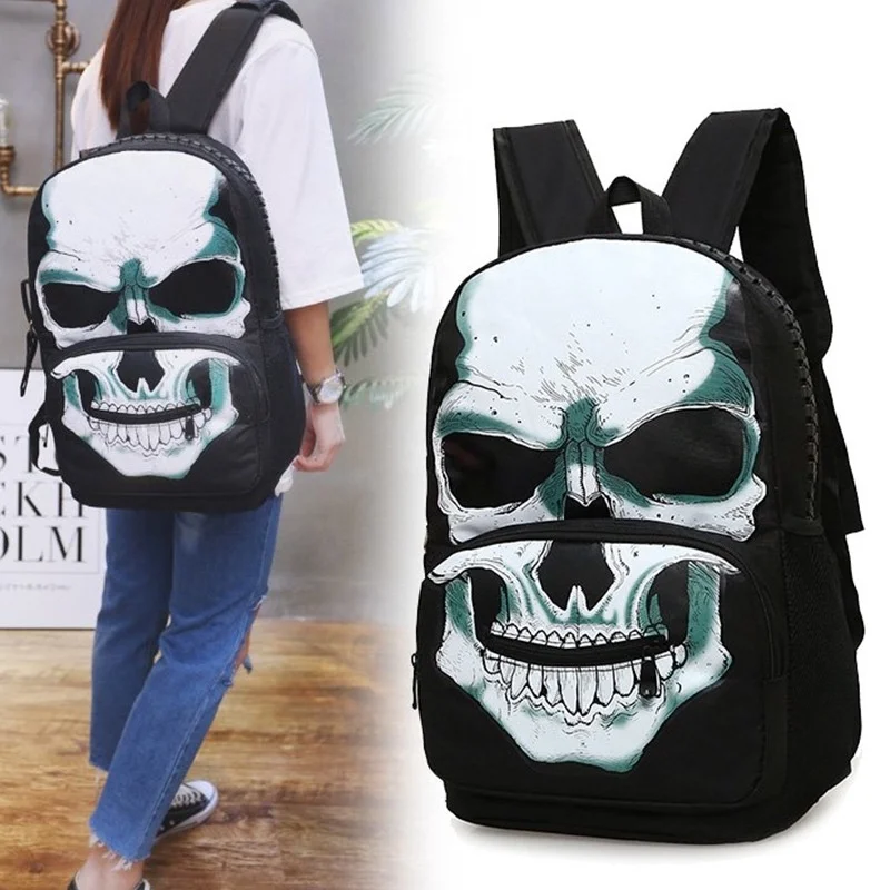 Women Men Fashion Skull Backpack Casual 
