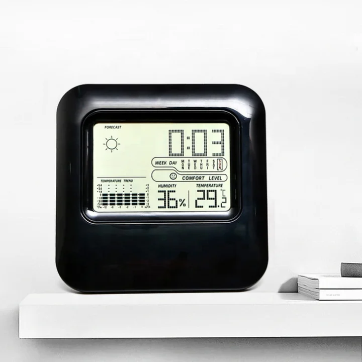 Portable Weather Station Indoor Outdoor Temperature Humidity Memory Function Digital Lcd Screen Display Smart Alarm Table Clock
