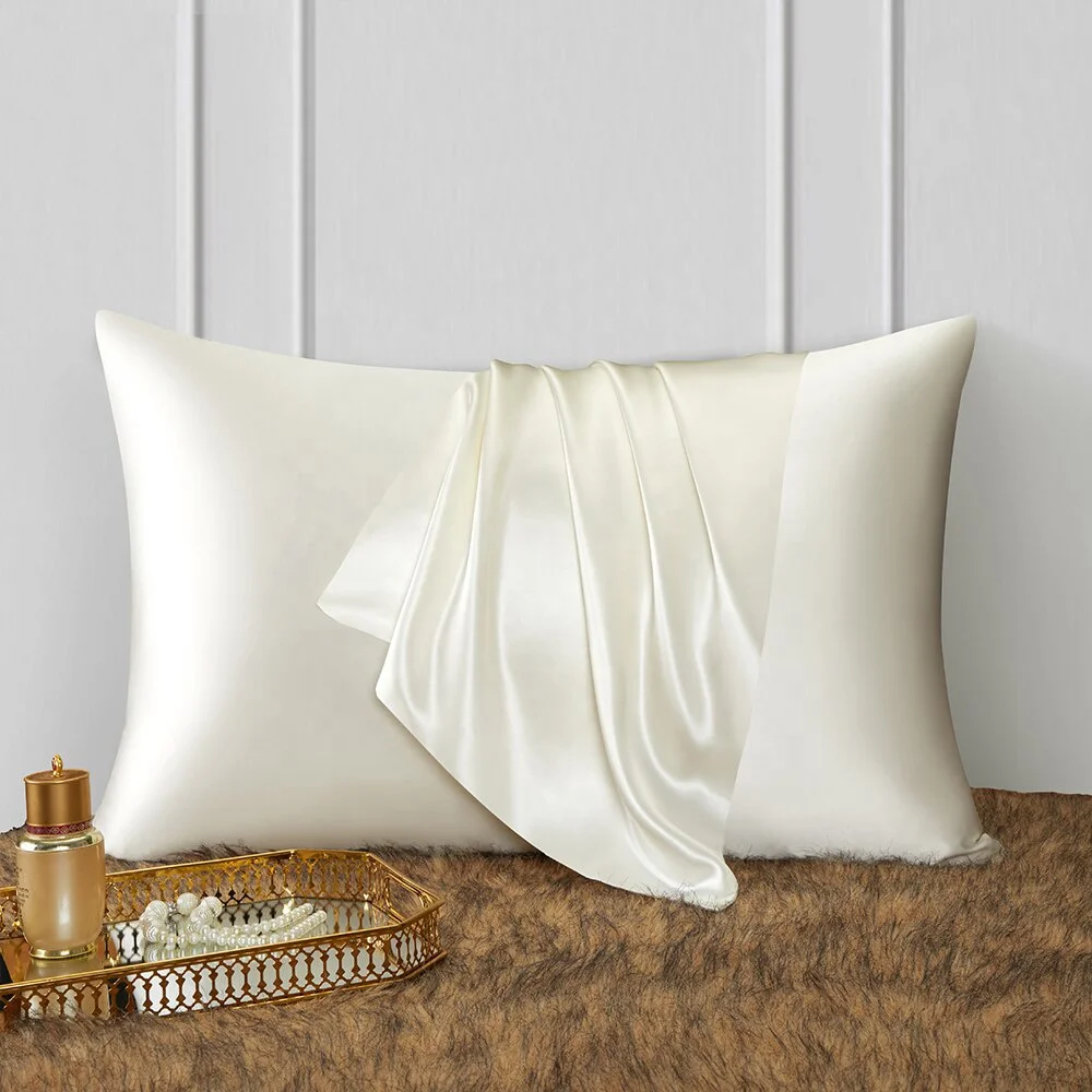 Wholesale Luxury Gift Box 16mm 19mm 22mm Woven 100% Silk Pillowcase with Zipper Closure for Hotel & Home Use