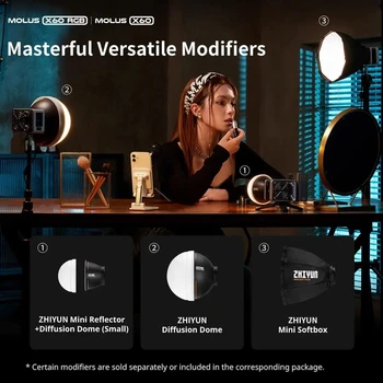 ZHIYUN MOLUS X60 RGB Bicolor 60W LED Video Light Pocket COB Photography Fill Lighting for Filmmakers Photographer Youtube Shooti detail image