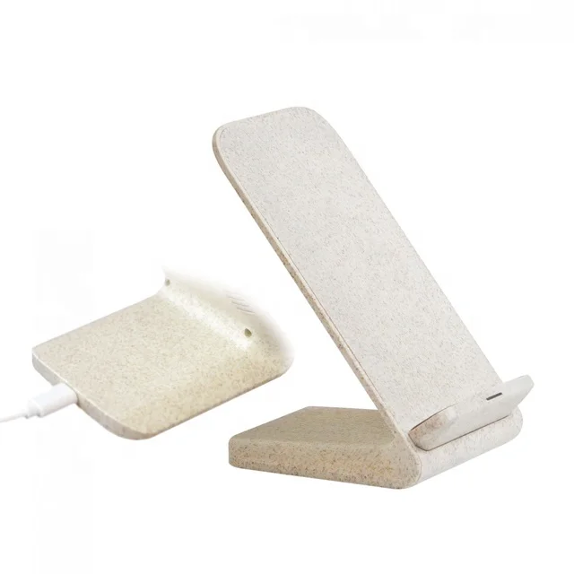 Eco Wireless Charger Stand 10W Fast Wireless Charger Station PLA Wheat Straw Design Wireless Charging Dock for iPhone Pad