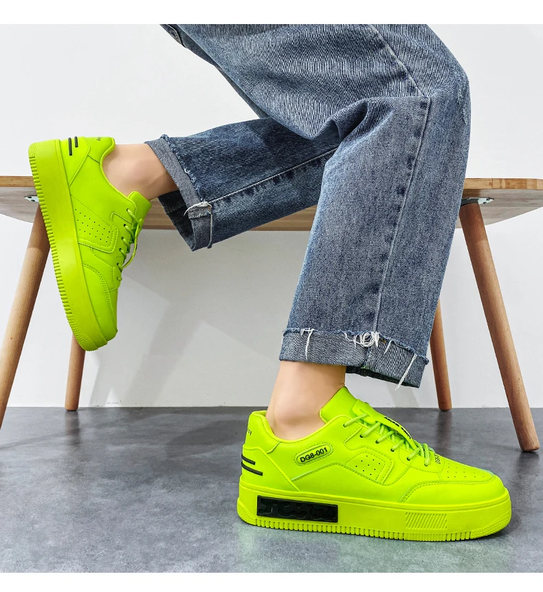 Bright green fashion style thick sole men shoes custom logo walking style sneaker good price men casual shoes