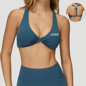 Women's Seamless Breathable Twisted Pleated Yoga Bra Quick-Drying Outdoor Running and Fitness Sports Underwear