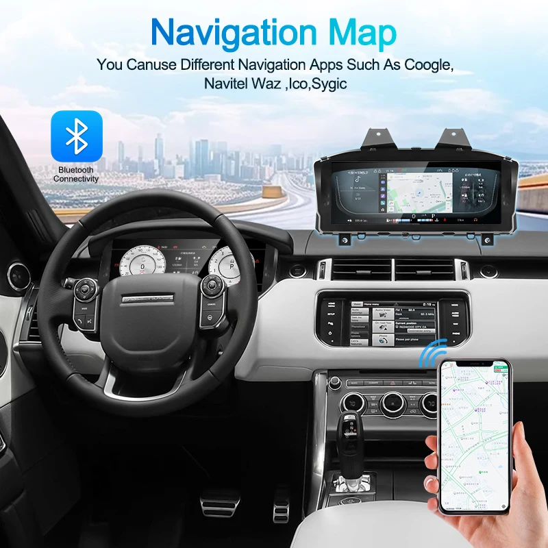 Navihua Car Dashboard Virtual Instrument Cluster Cockpit LCD Cluster for Range Rover Vogue 2014-2017 Speedometer Digital Cluster