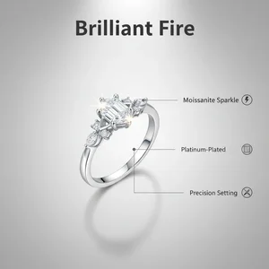 Diamond-like Shining Moissanite Rings Fine S925 Sterling Silver Platinum Plated Rings Women Wedding Brilliant Sparkling Jewelry