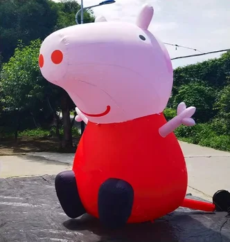 Custom Peppa Character Inflatable Pig Sitting Pig Animal Cartoon Model For Sale
