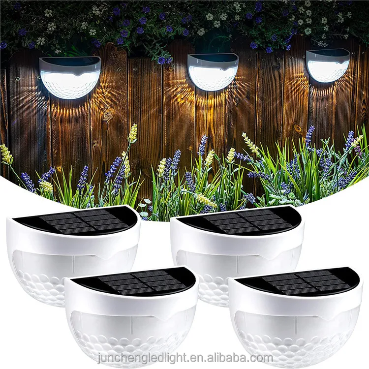 High Bright Smart LED Solar Fence Light Outdoor Solar Power Waterproof Warm White for Garden Yard Step Deck Stair Lighting