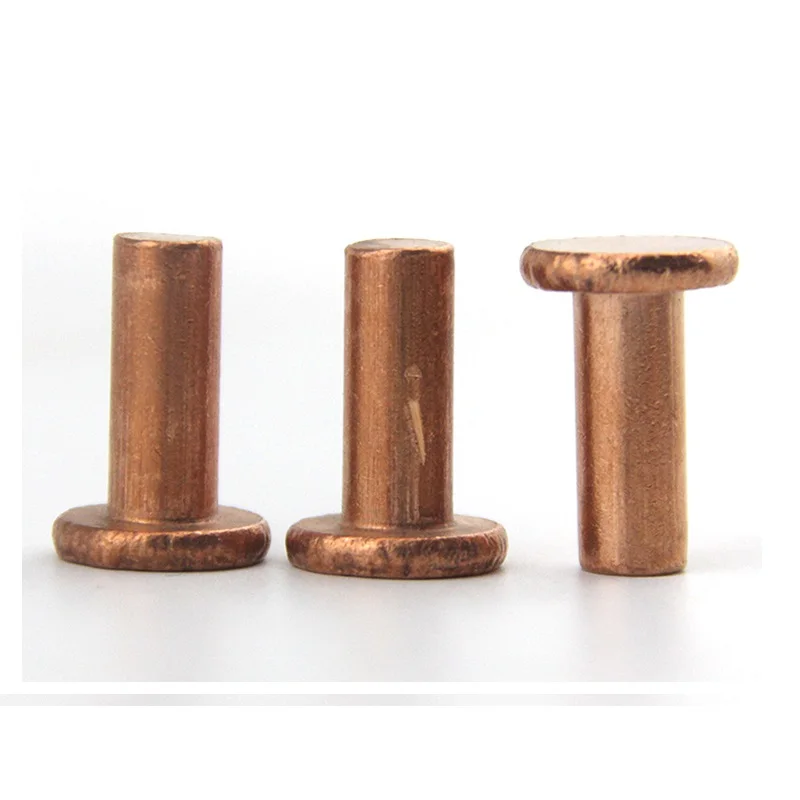 Flat Head Solid Rivet Copper Rivet 4mm Diameter Length 30mm for Use of Electrical Equipment