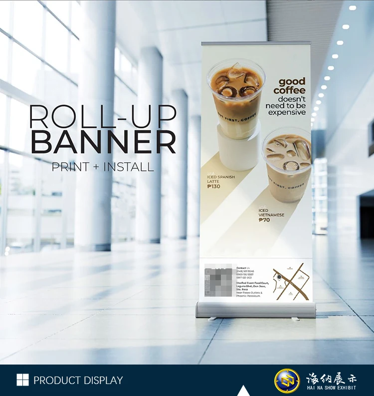 Roll Up Advertising Banner Stand Rollup Standee Aluminum Roll Screen