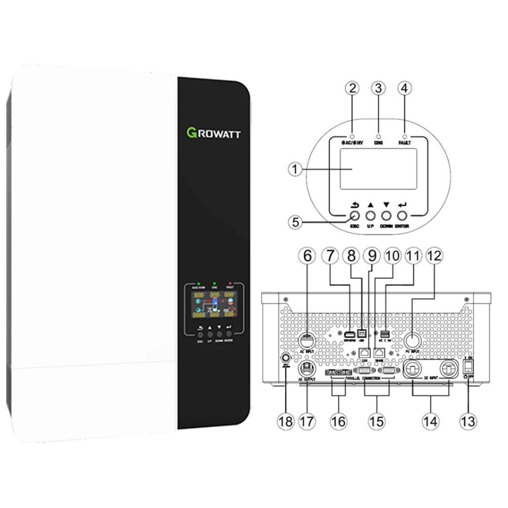 Growatt Inverter Three Phase 4kw 5kw 6kw 7kw 8kw 10kw Grid Tie Solar ...