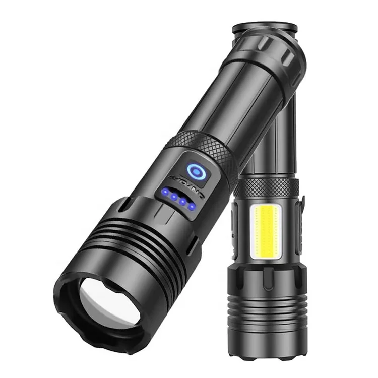 Helius Xhp70.2 Lampe de poche LED puissante 5000 lumens avec chargement Type-C, sortie USB, torche LED zoomable