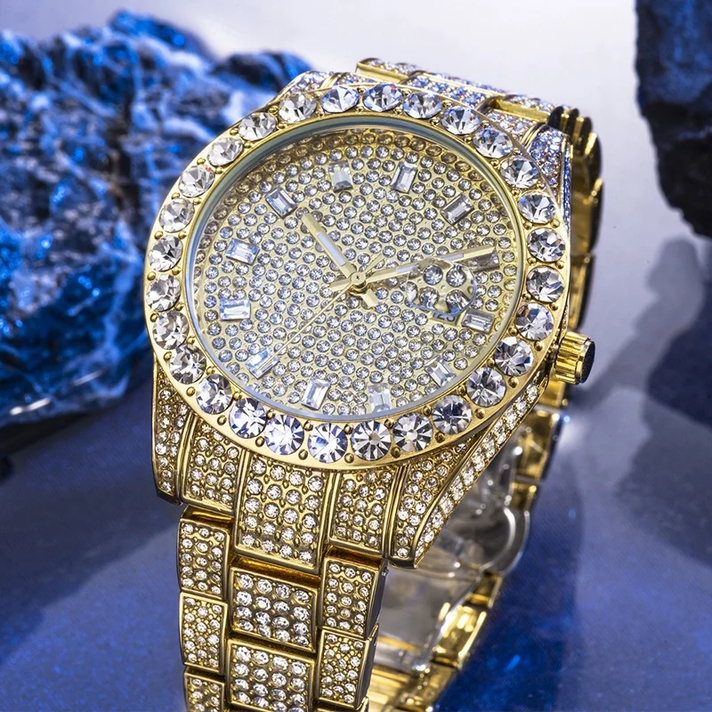 Iced Out popular 18k Gold Plated Bling Luxe Watch - Gold