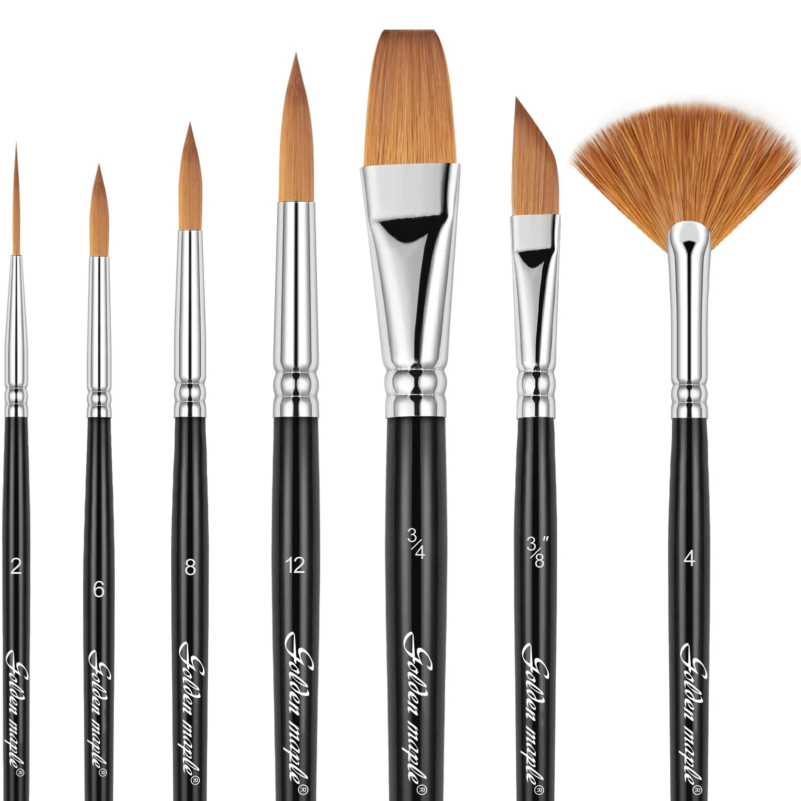 Golden Maple Professional 7-Piece Kolinsky Sable Watercolor Brush