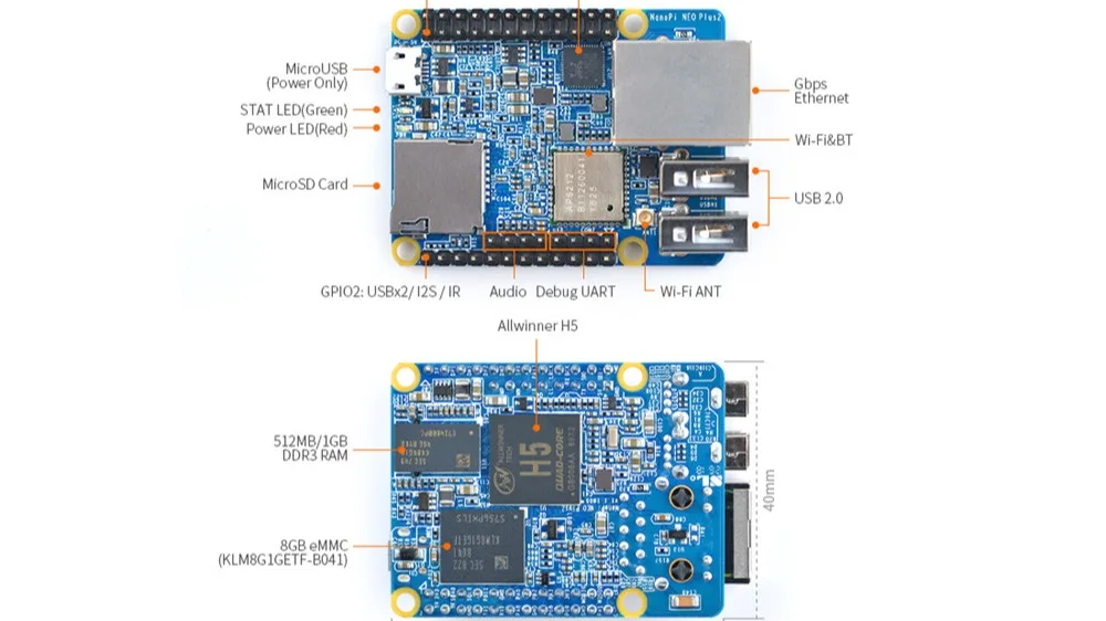 Nanopi Neo Plus2 Allwinner H5 Quad-core Cortex-a53 512mb Ddr3 Ram 8gb ...