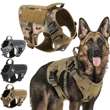 Heavy Duty Hunting Large Dog Harness Pet German Shepherd K9 Malinois Training Vest Tactical Dog Harness And Leash Set