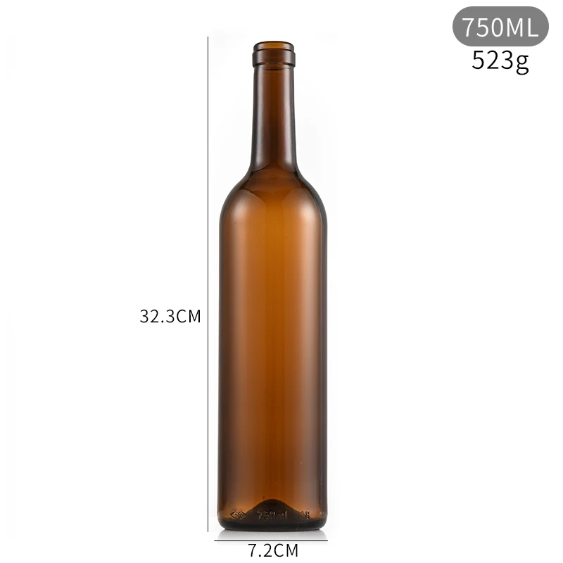 Factory Supplier Cheap 750ml Dark Green Glass Wine Bottle With Cork Cap