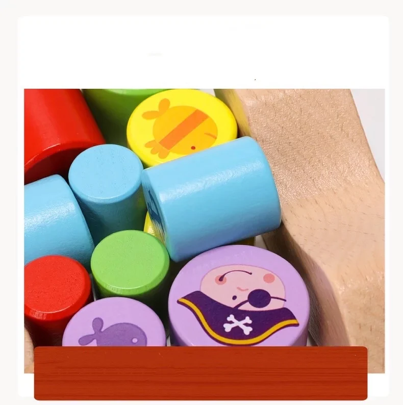 Hot Sale Wooden Kids Toys Drop Shipping Wooden Toy Pirate Ship Balance Blocks Educational Animal