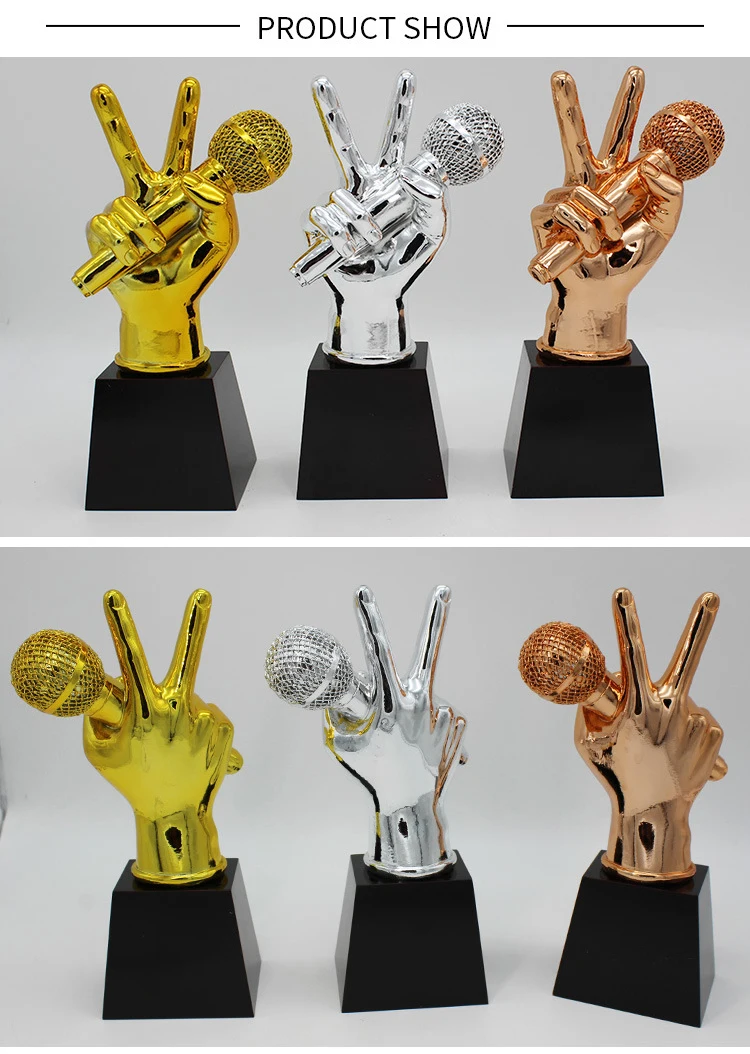 High Quality Custom Design Musical Trophy Crystal Glass Trophy for the Best Voice Souvenir Gifts