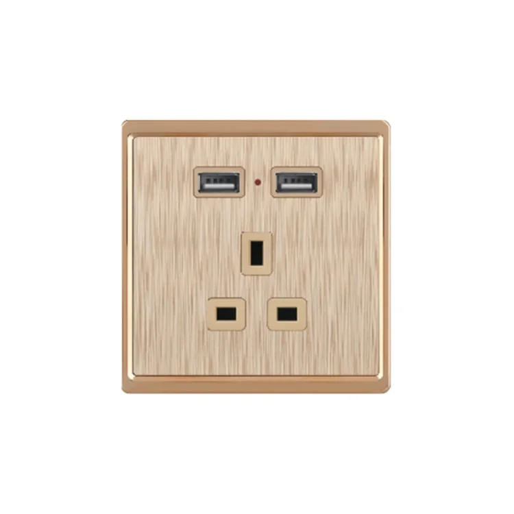 
 Высококачественная многофункциональная 3-контактная USB-розетка на 1 пост 16 А с неоновым и USB-портом  