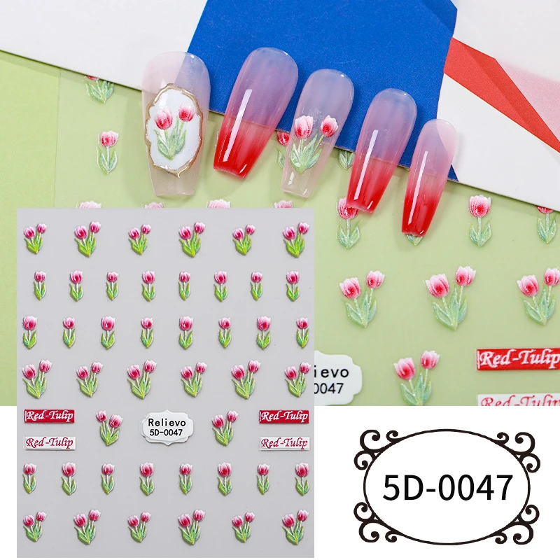 5d Selfadhesive Rose Nail Stickers French Hollow Flower Nail Art