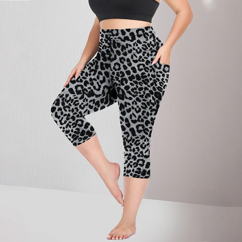 Summer Solid Wrinkle-Resistant Yoga Pants Plus Size High Elastic Waist Hip Lift Tummy Co detail