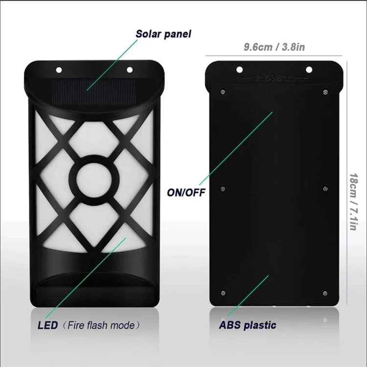 Waterproof Dark Sensor Auto on Daytime Off Outdoor Wall Lamp Solar Flame Lights for Garden Pathway Patio Deck Yard
