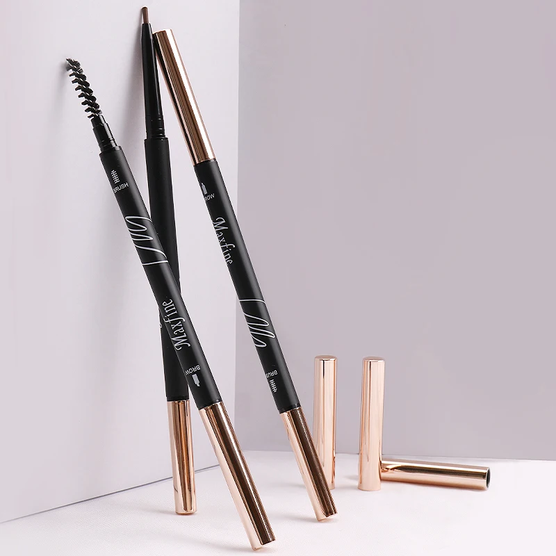 MAXFINE Custom Logo Own Brand Makeup Thin Eye Brow Pencils Retractable Slim Eyebrow Pencil Private Label