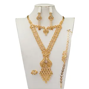 Female Accessories Fashion Indian Bridal Dubai Jewelry Set Jewellery 18k Gold Plated Chain Necklace
